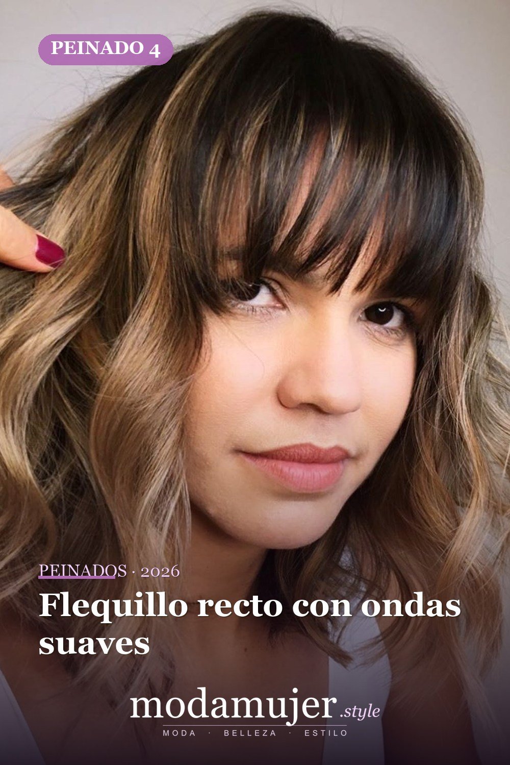 Flequillo recto con ondas suaves — 30 mejores peinados para grandes frentes que definitivamente funcionan