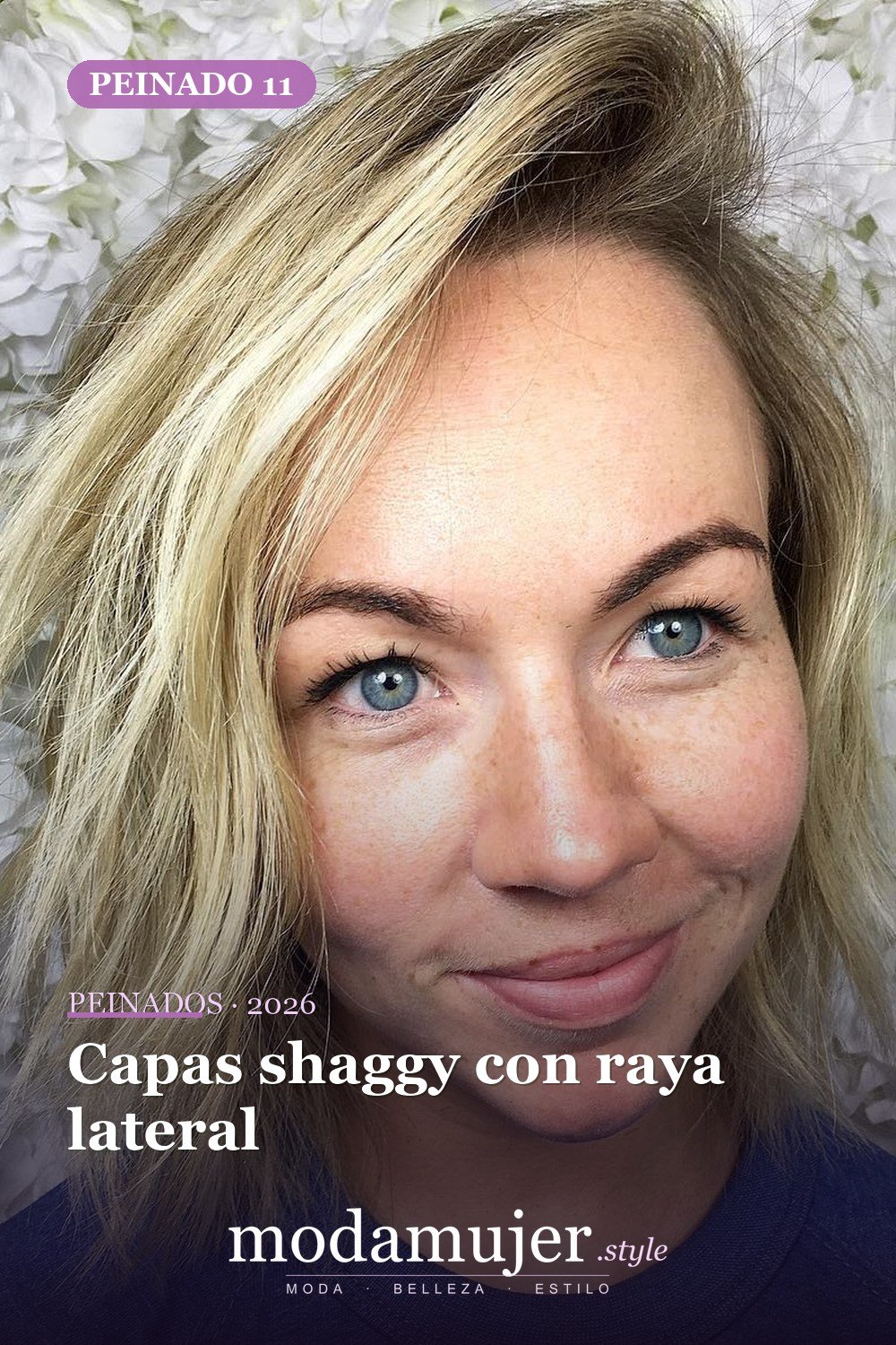 Capas shaggy con raya lateral — 30 mejores peinados para grandes frentes que definitivamente funcionan