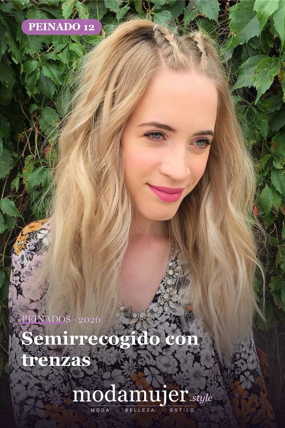 Semirrecogido con trenzas — 30 mejores peinados para grandes frentes que definitivamente funcionan