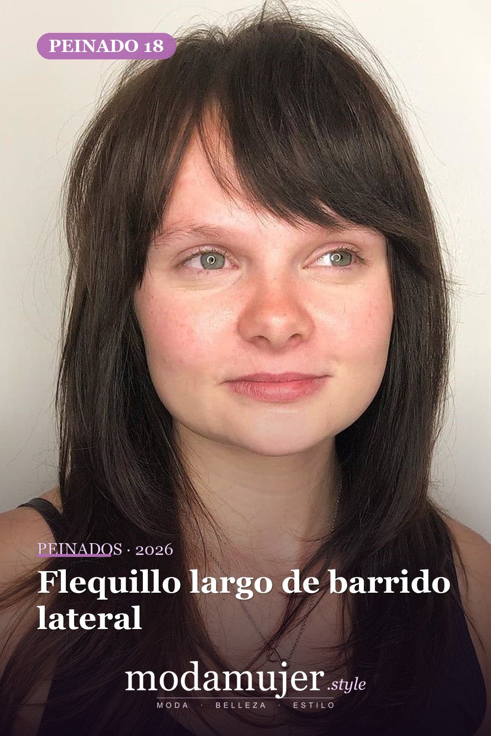 Flequillo largo de barrido lateral — 30 mejores peinados para grandes frentes que definitivamente funcionan