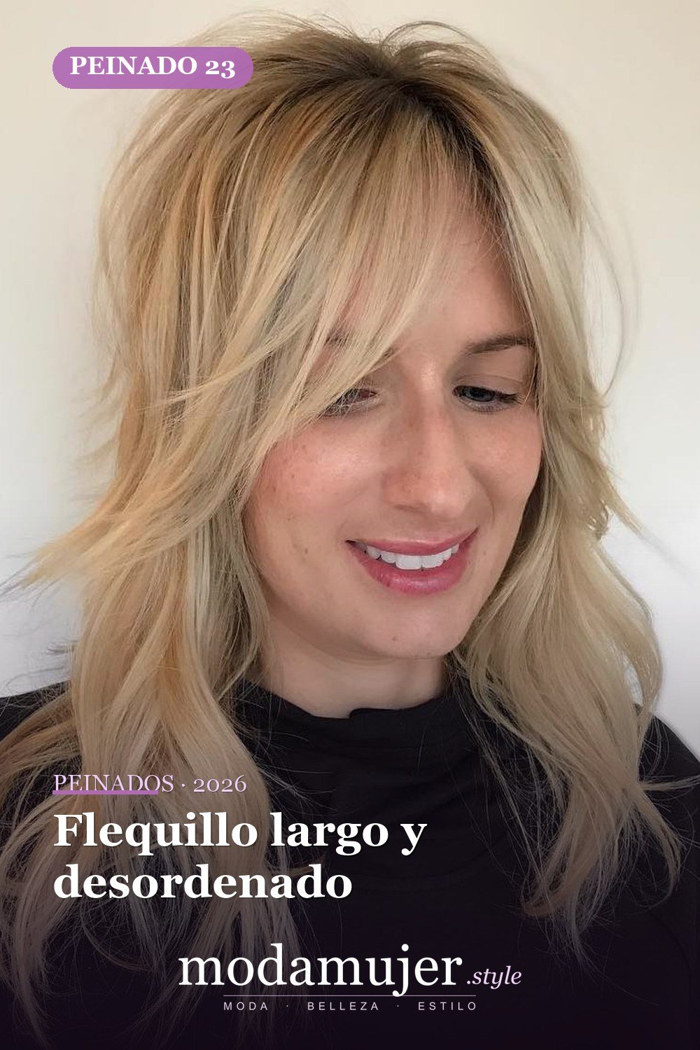 Flequillo largo y desordenado — 30 mejores peinados para grandes frentes que definitivamente funcionan