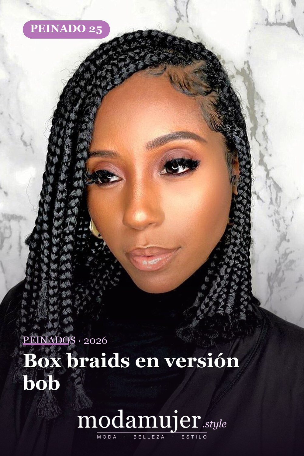 Box braids en versión bob — 30 mejores peinados para grandes frentes que definitivamente funcionan