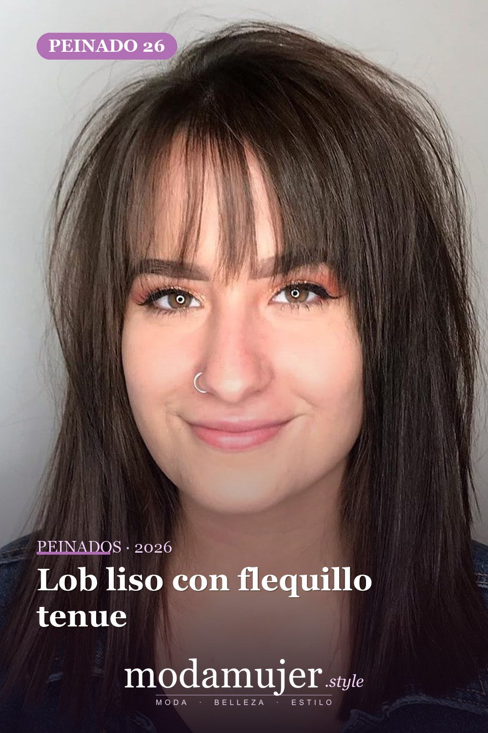 Lob liso con flequillo tenue — 30 mejores peinados para grandes frentes que definitivamente funcionan