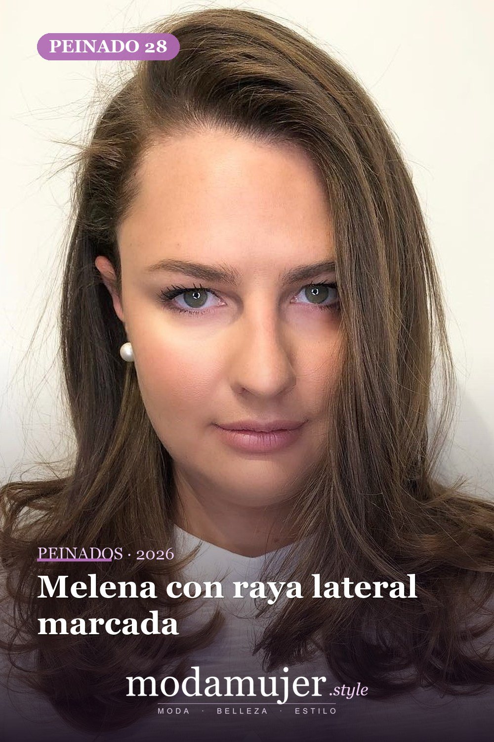 Melena con raya lateral marcada — 30 mejores peinados para grandes frentes que definitivamente funcionan