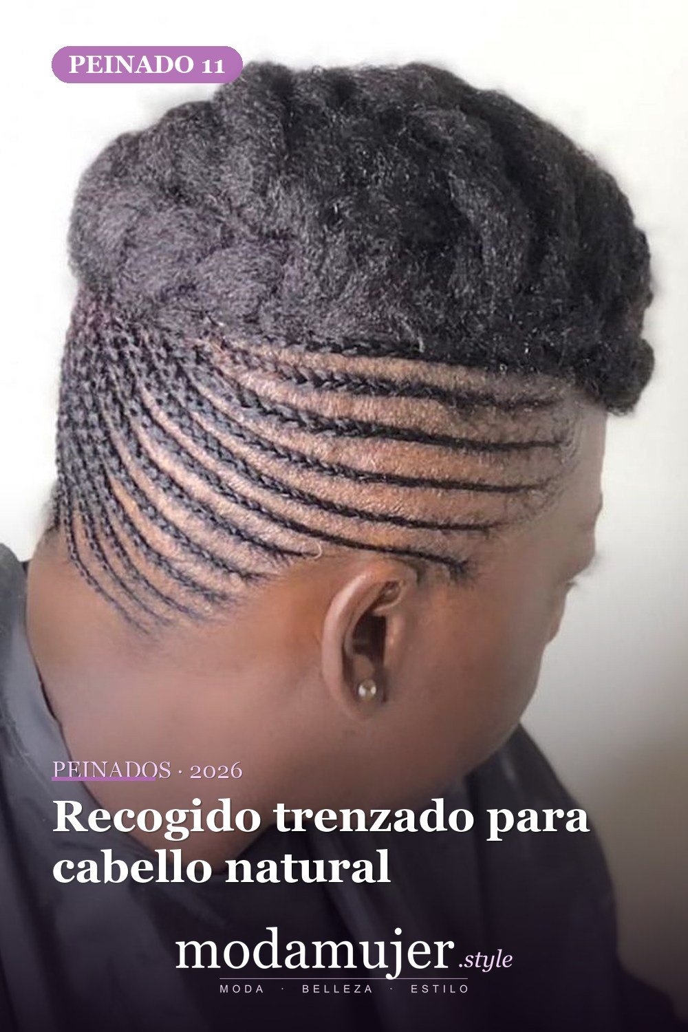 Recogido trenzado para cabello natural — 30 Updos para cabello corto que te harán sentir inspirada y segura en 2026