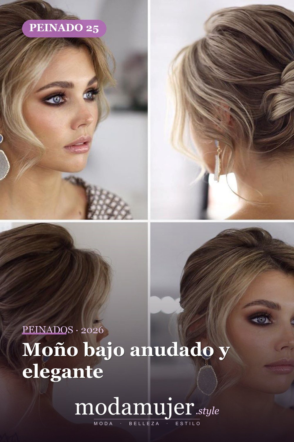 Moño bajo anudado y elegante — 30 Updos para cabello corto que te harán sentir inspirada y segura en 2026