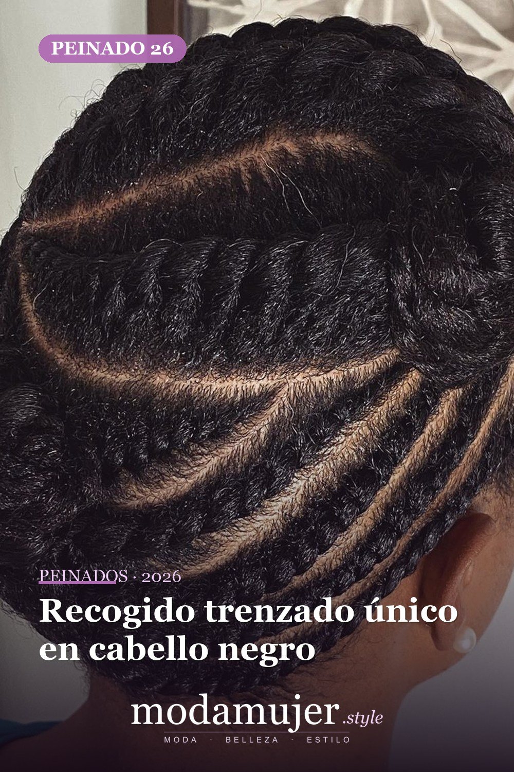 Recogido trenzado único en cabello negro — 30 Updos para cabello corto que te harán sentir inspirada y segura en 2026