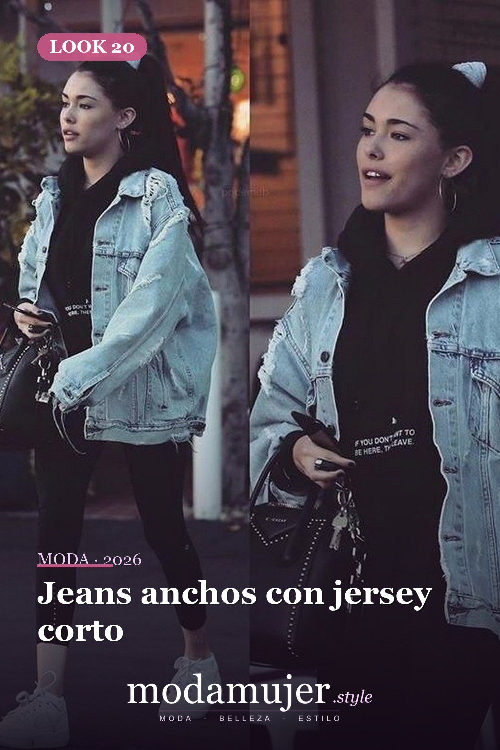 Jeans anchos con jersey corto — 31 trajes de moda casual de invierno lindos para chica adolescente 2026