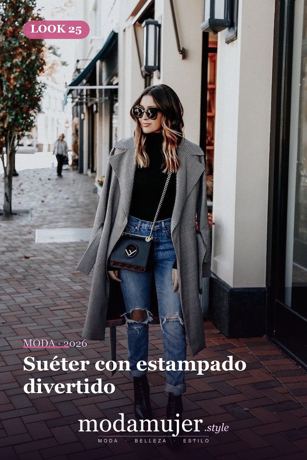Suéter con estampado divertido — 31 trajes de moda casual de invierno lindos para chica adolescente 2026