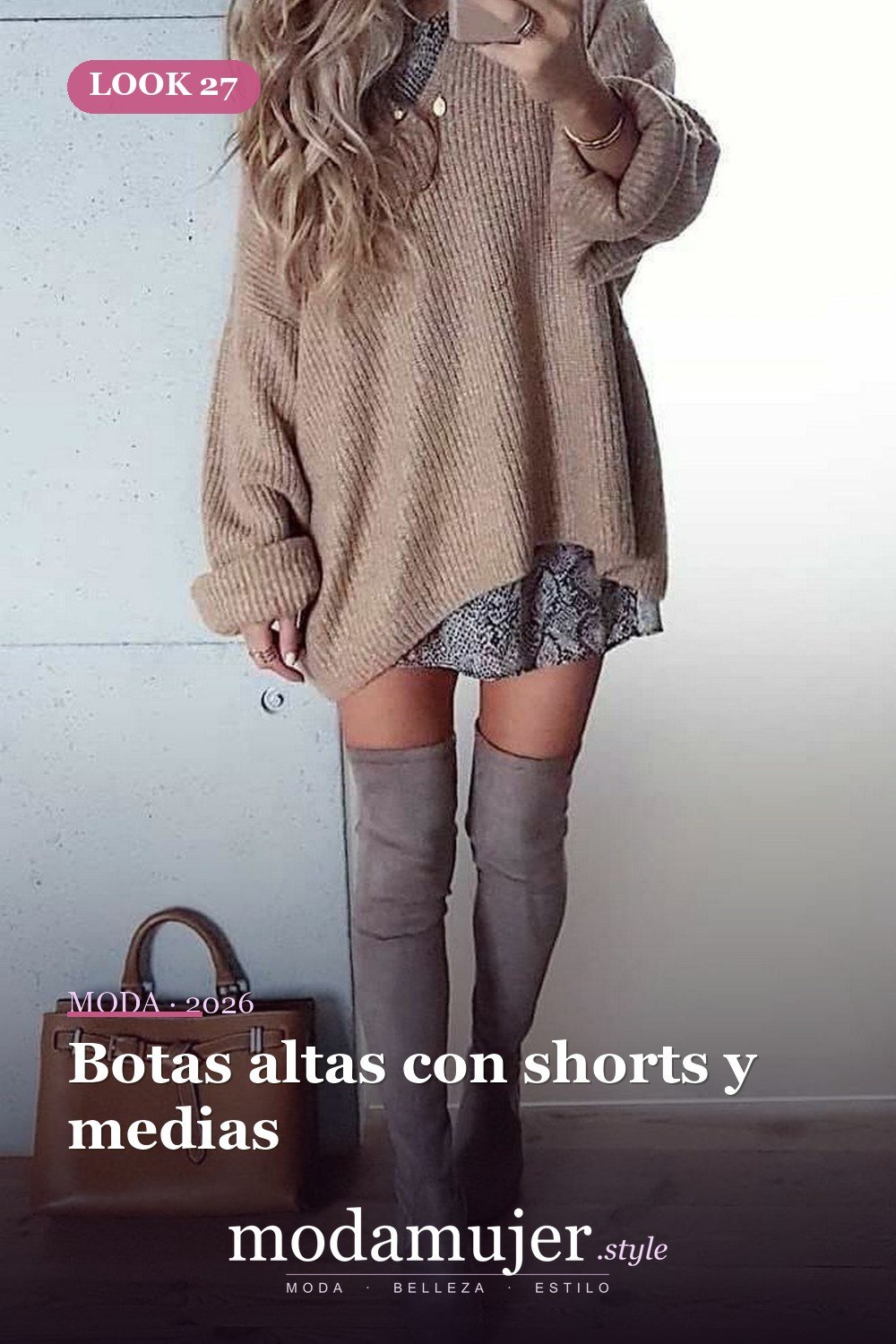 Botas altas con shorts y medias — 31 trajes de moda casual de invierno lindos para chica adolescente 2026