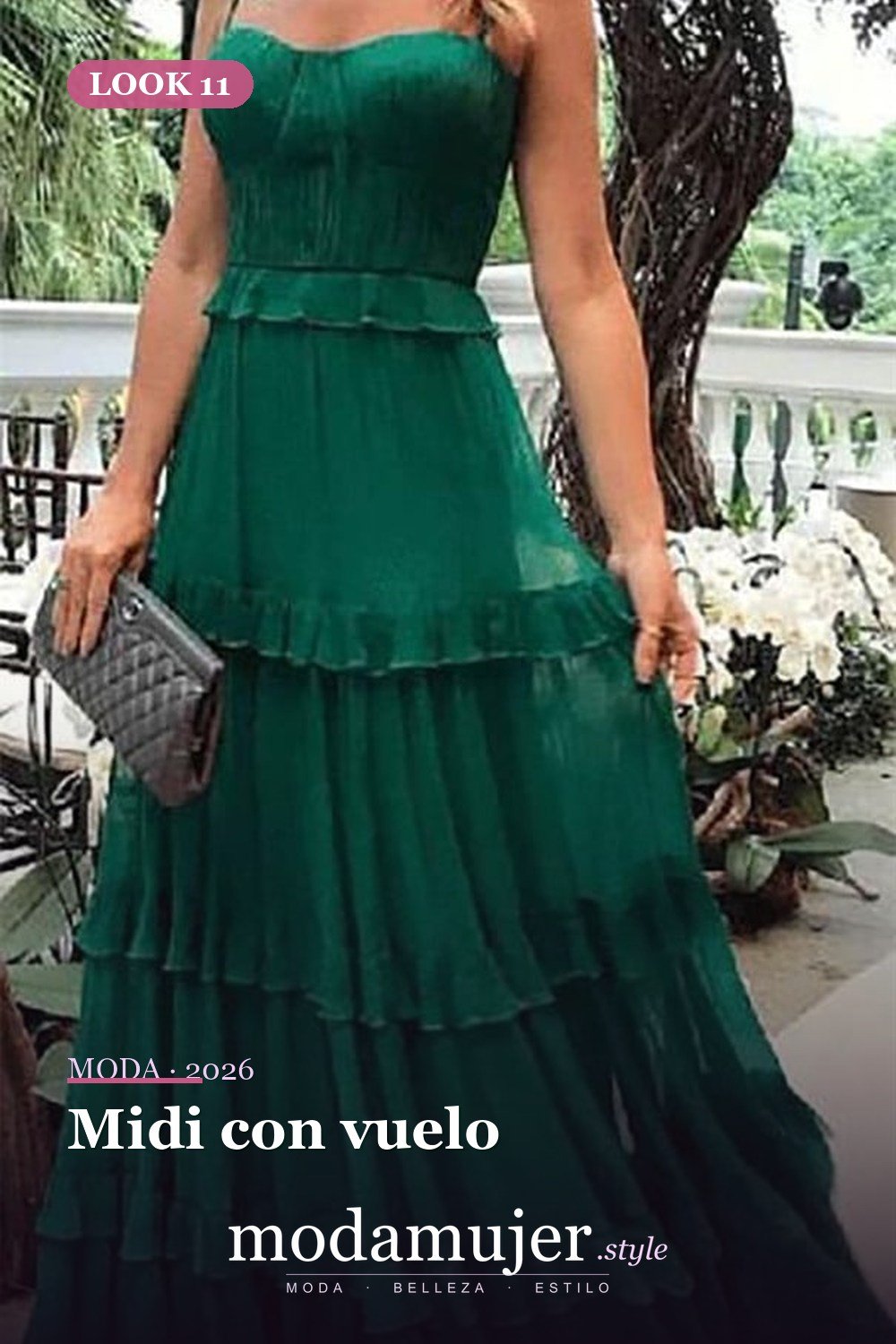 Midi con vuelo — 32 vestidos de fiesta de gasa que disfrutarás