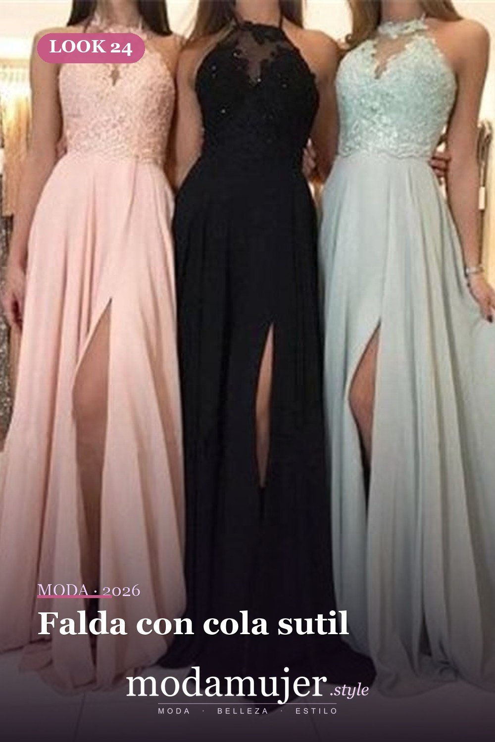 Falda con cola sutil — 32 vestidos de fiesta de gasa que disfrutarás