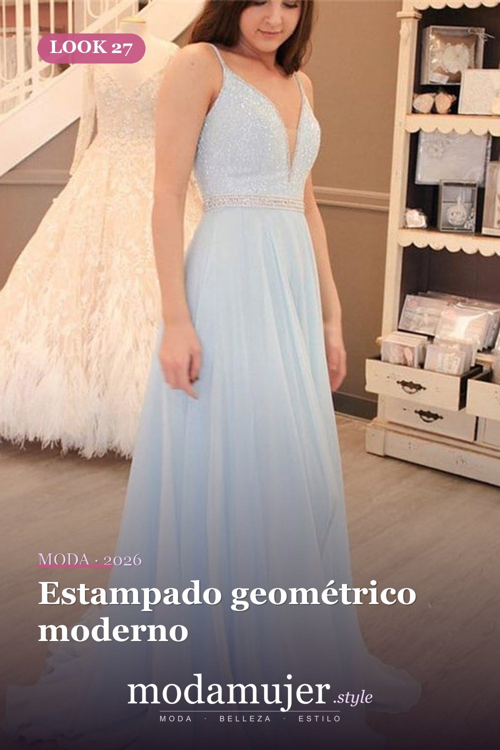 Estampado geométrico moderno — 32 vestidos de fiesta de gasa que disfrutarás