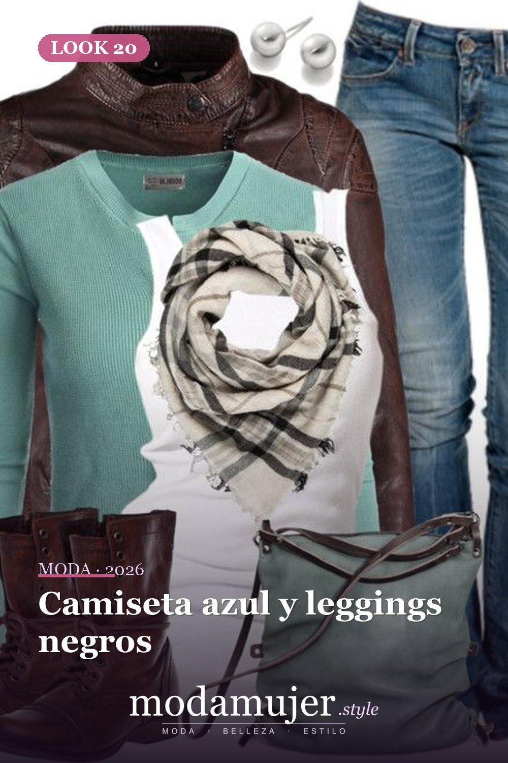 Camiseta azul y leggings negros — 33 Outfits Casuales Más Populares Para Mejorar Tu Estilo