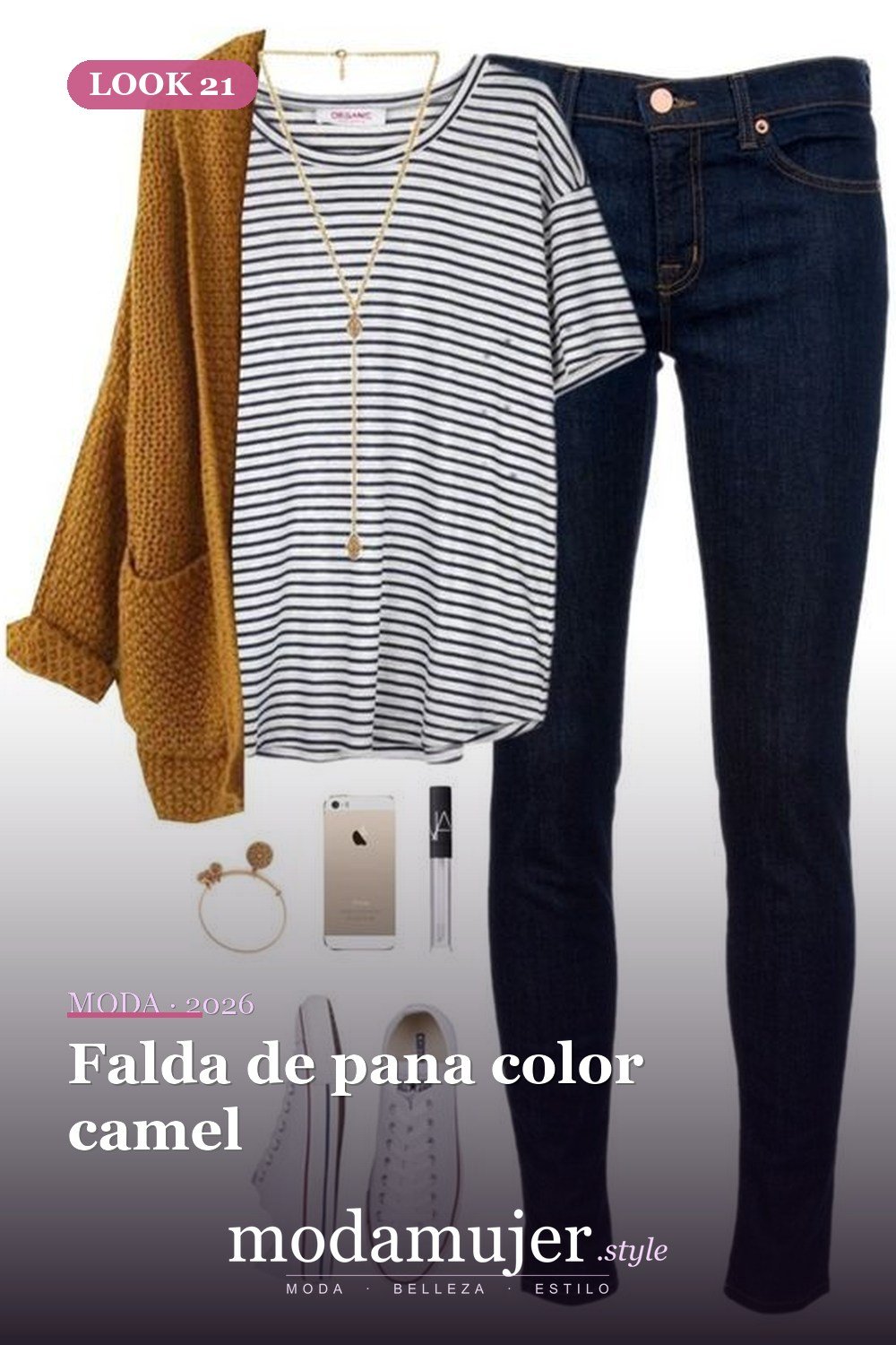 Falda de pana color camel — 33 Outfits Casuales Más Populares Para Mejorar Tu Estilo