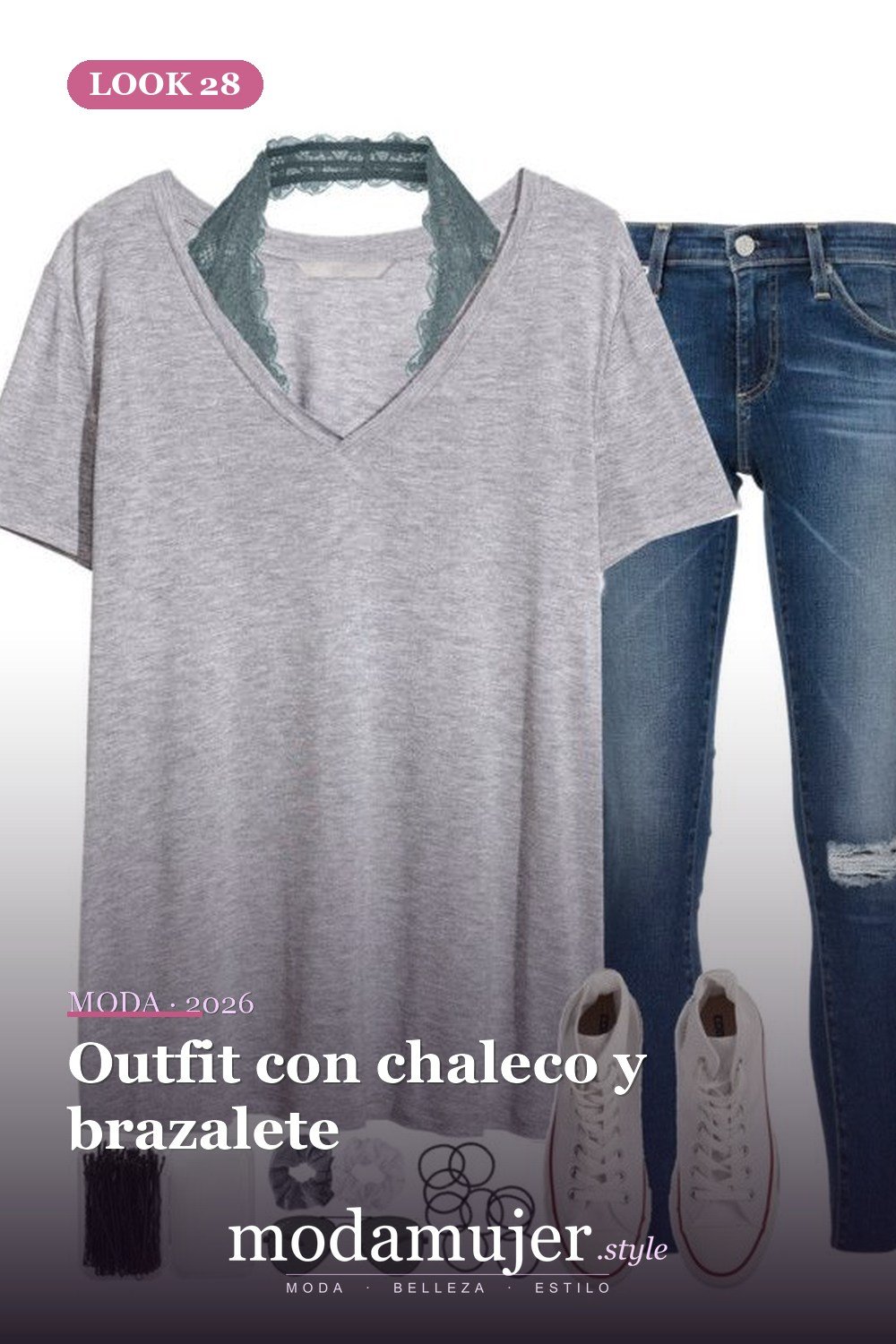 Outfit con chaleco y brazalete — 33 Outfits Casuales Más Populares Para Mejorar Tu Estilo