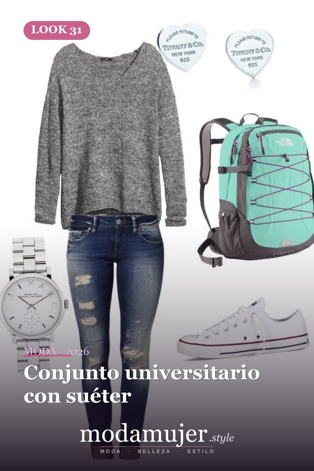 Conjunto universitario con suéter — 33 Outfits Casuales Más Populares Para Mejorar Tu Estilo