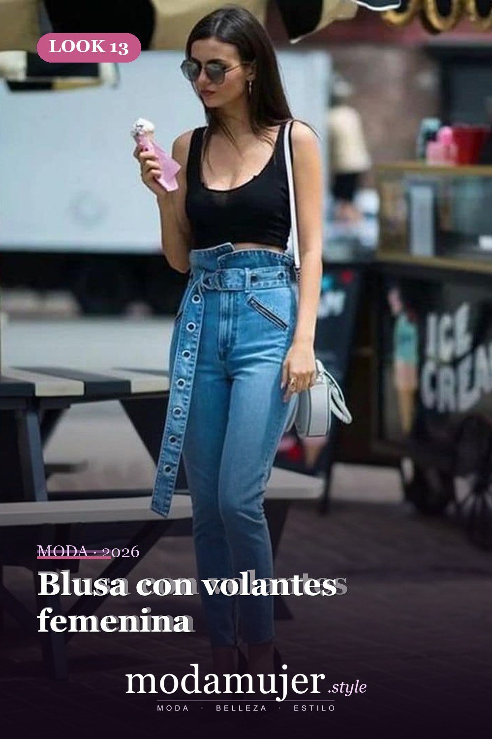 Blusa con volantes femenina — 34 conjuntos casuales de verano para mujeres con pantalones vaqueros