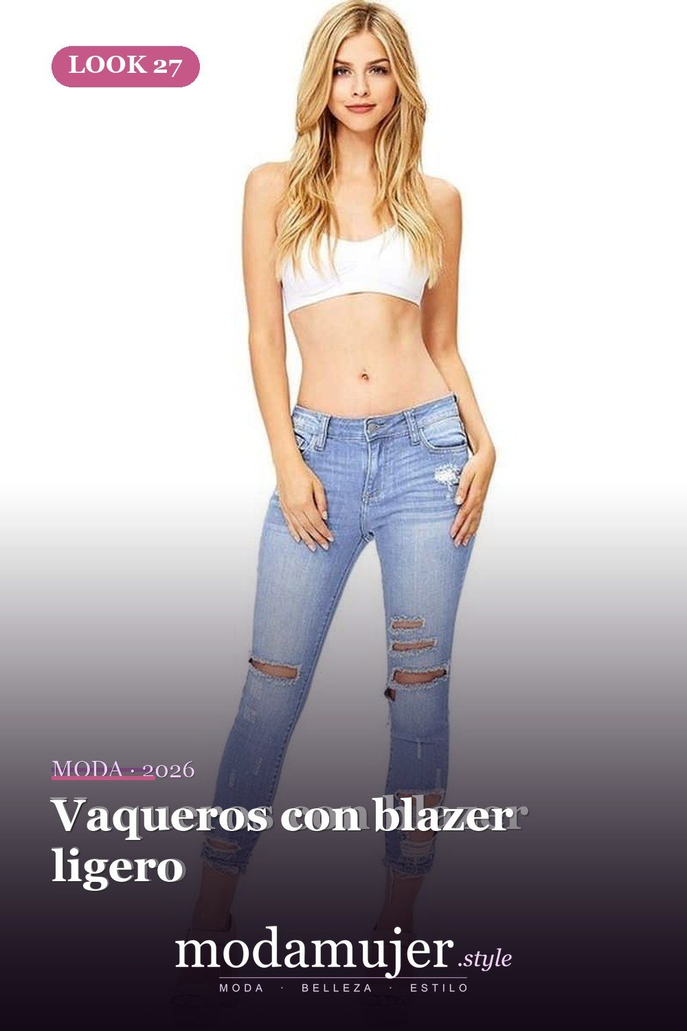 Vaqueros con blazer ligero — 34 conjuntos casuales de verano para mujeres con pantalones vaqueros