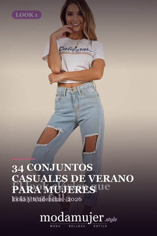 34 conjuntos casuales de verano para mujeres con pantalones vaqueros