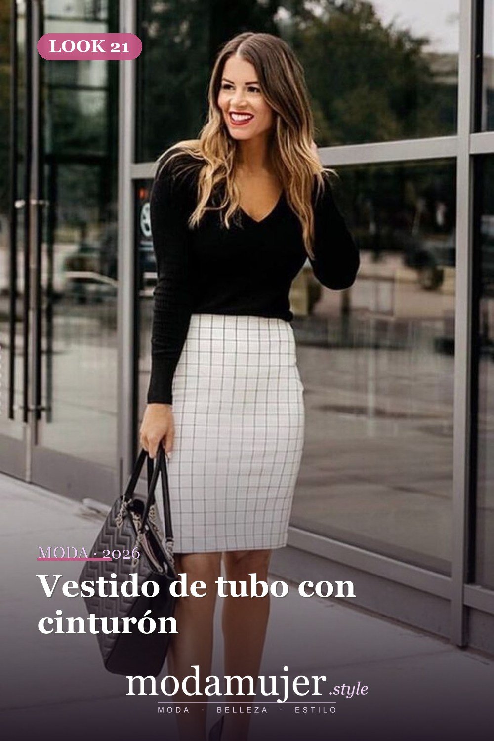 Vestido de tubo con cinturón — 34 outfits de oficina cómodos y elegantes para mujer en 2026