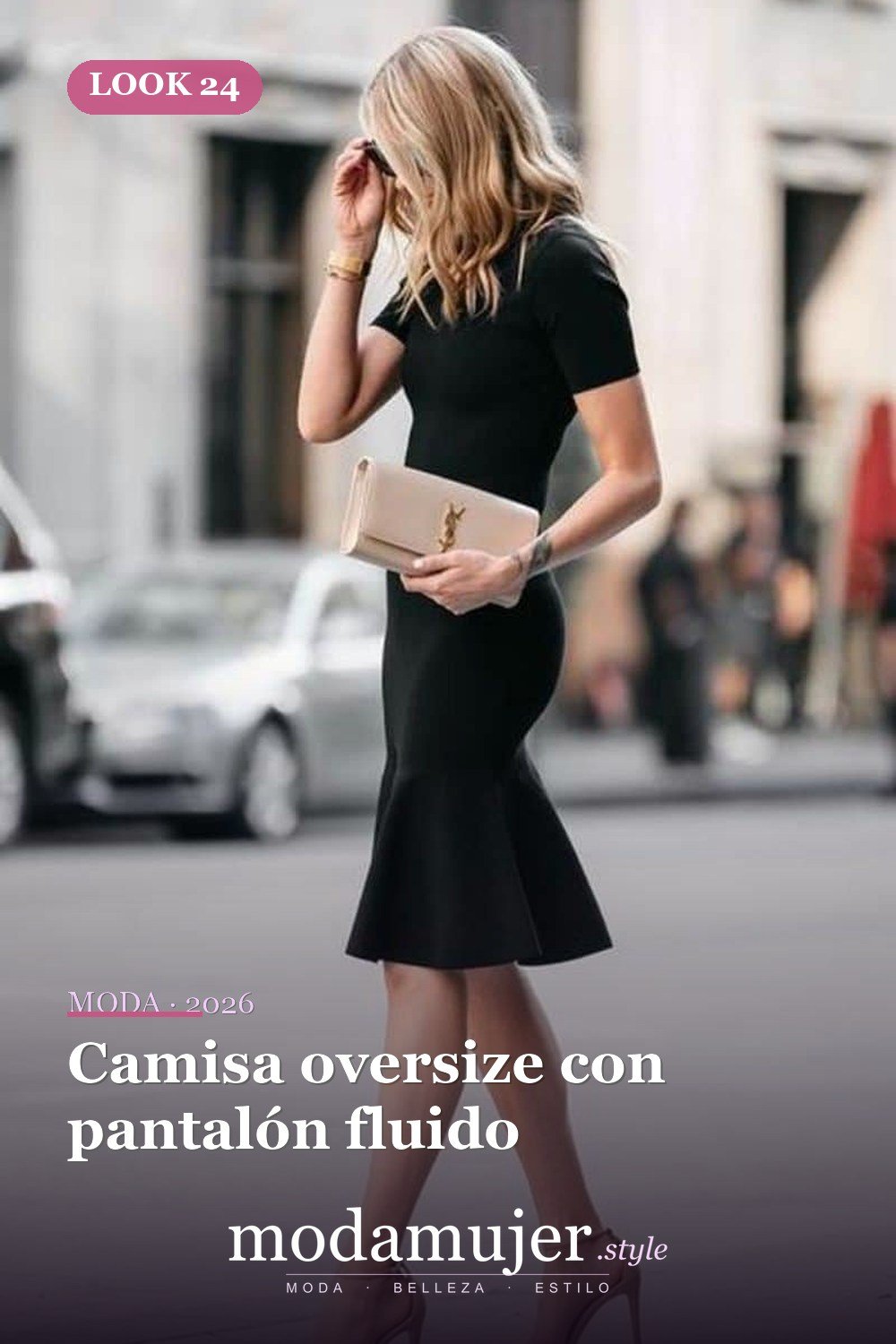 Camisa oversize con pantalón fluido — 34 outfits de oficina cómodos y elegantes para mujer en 2026