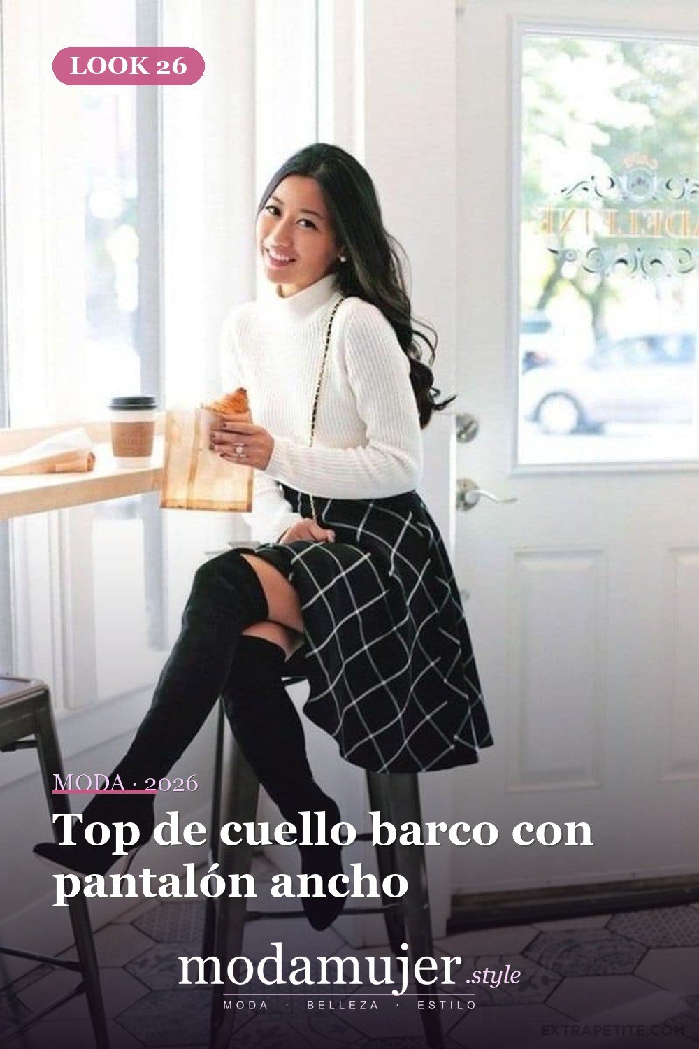 Top de cuello barco con pantalón ancho — 34 outfits de oficina cómodos y elegantes para mujer en 2026