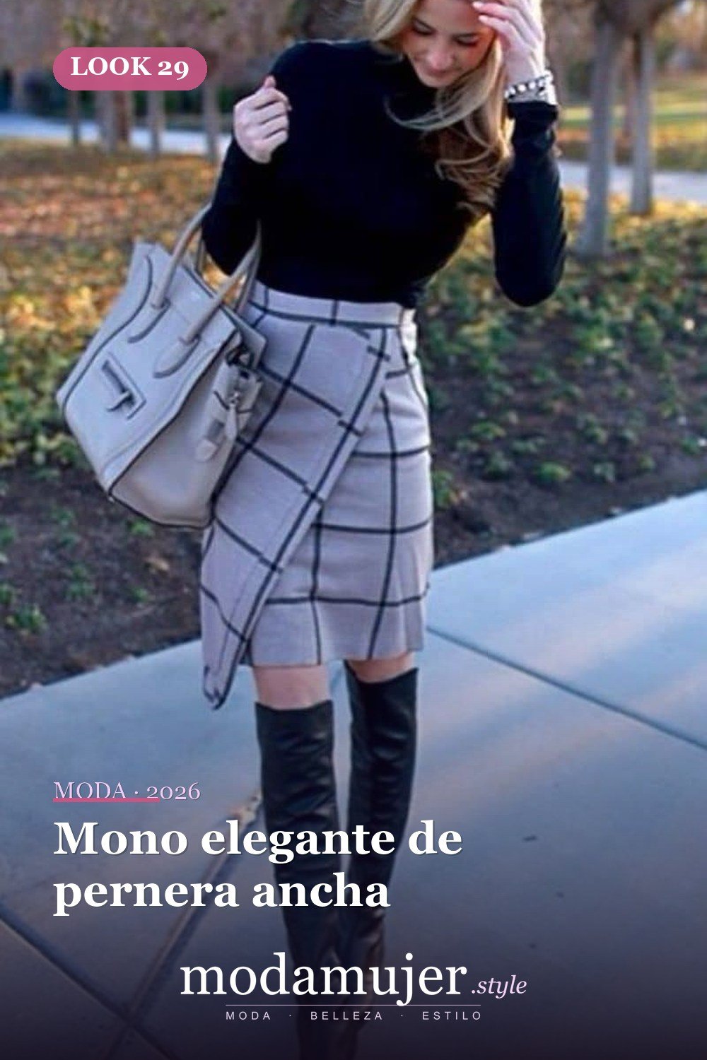 Mono elegante de pernera ancha — 34 outfits de oficina cómodos y elegantes para mujer en 2026