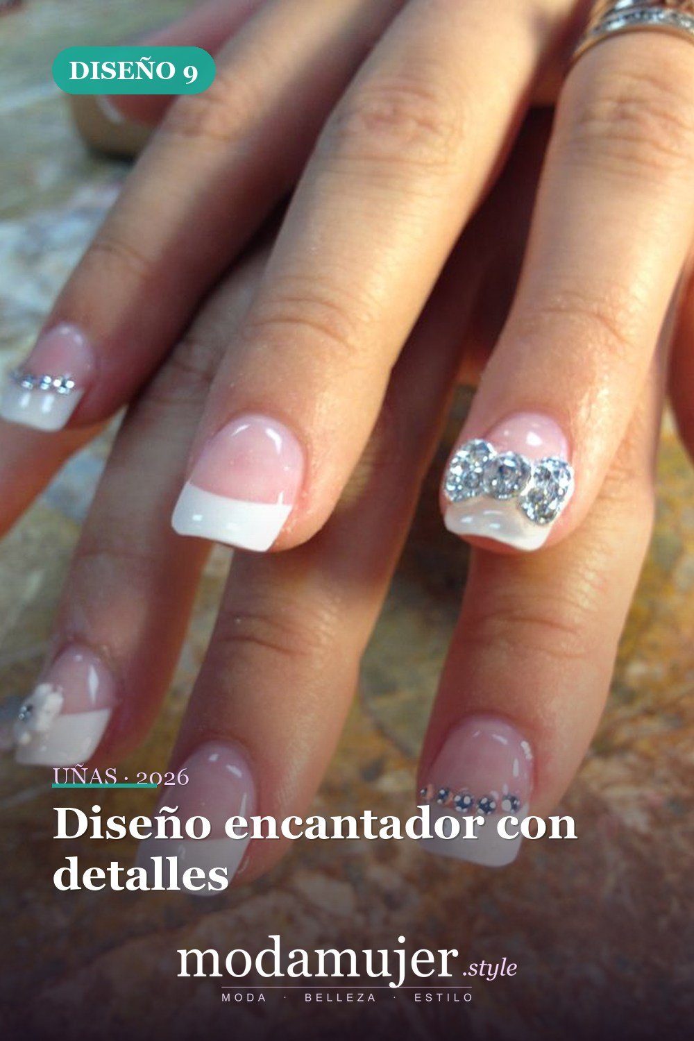 Diseño encantador con detalles — 35 ideas de uñas de boda glamorosas para 2026: los mejores diseños de novia