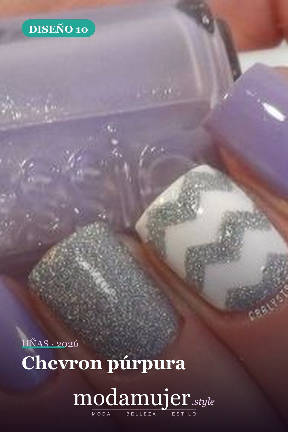 Chevron púrpura — 35 ideas de uñas de boda glamorosas para 2026: los mejores diseños de novia