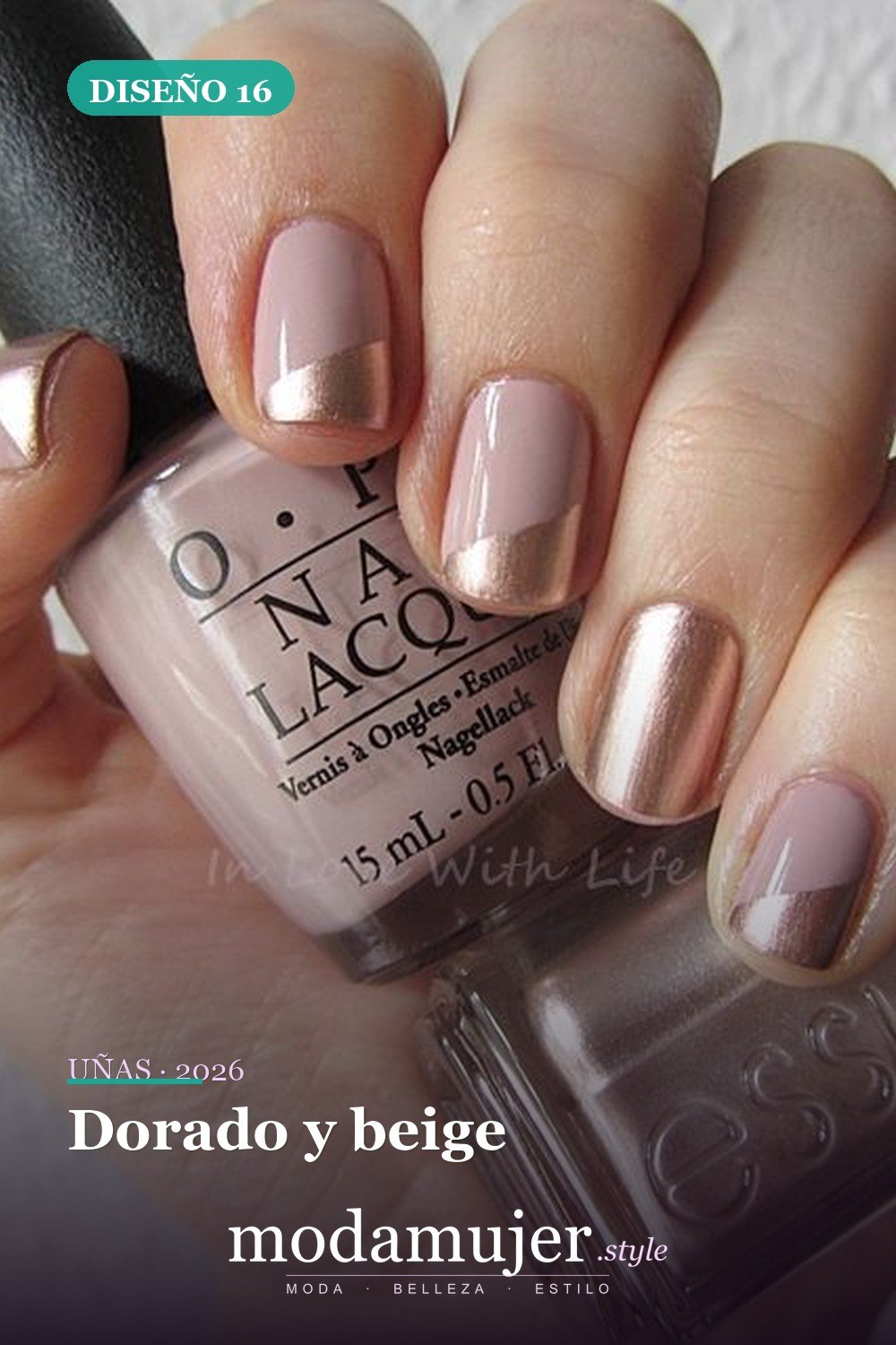 Dorado y beige — 35 ideas de uñas de boda glamorosas para 2026: los mejores diseños de novia