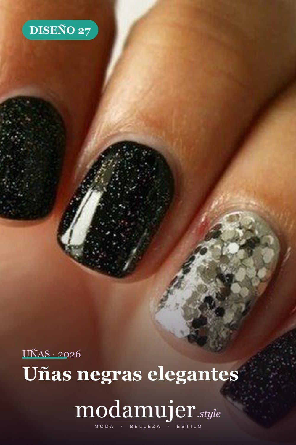 Uñas negras elegantes — 35 ideas de uñas de boda glamorosas para 2026: los mejores diseños de novia
