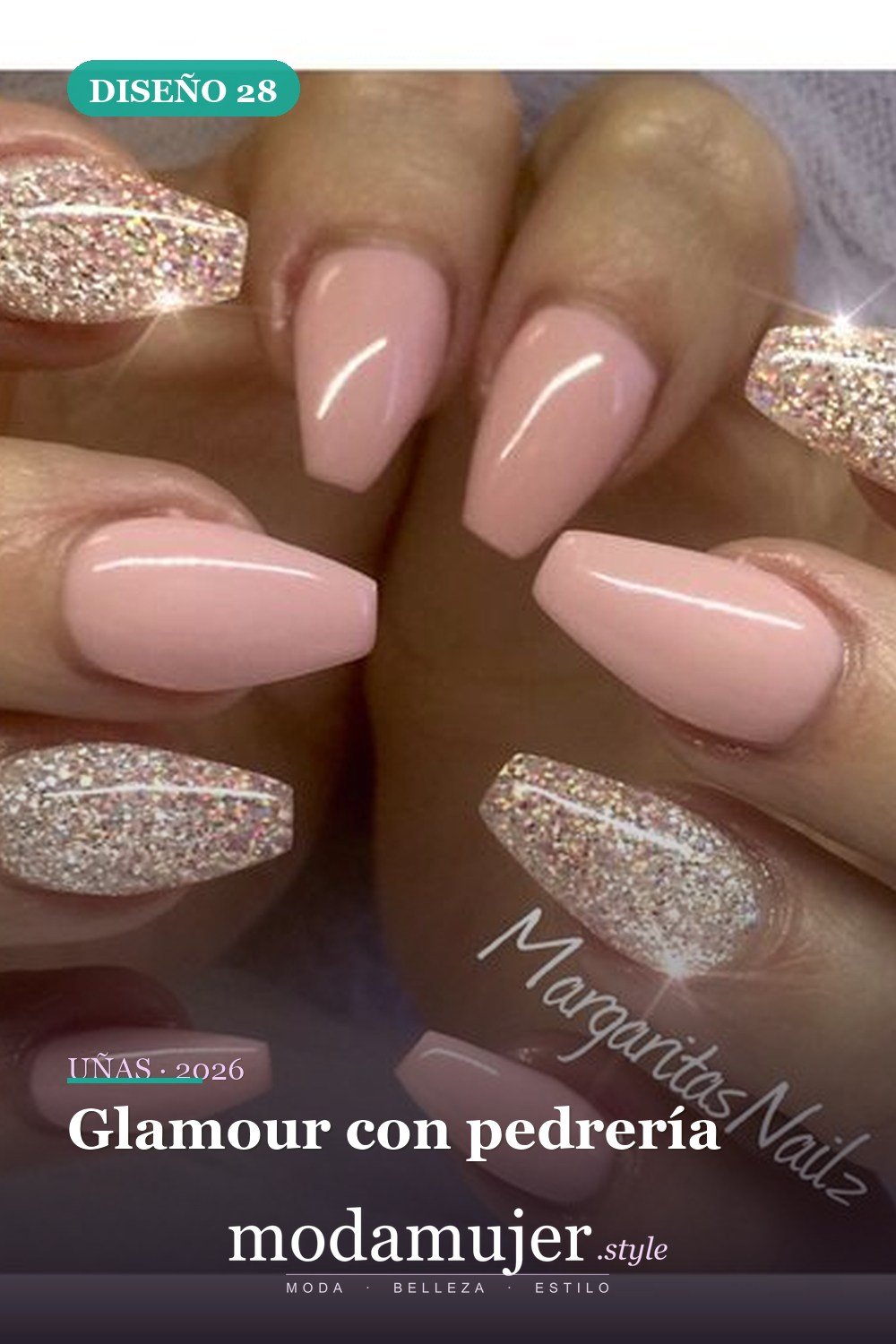 Glamour con pedrería — 35 ideas de uñas de boda glamorosas para 2026: los mejores diseños de novia