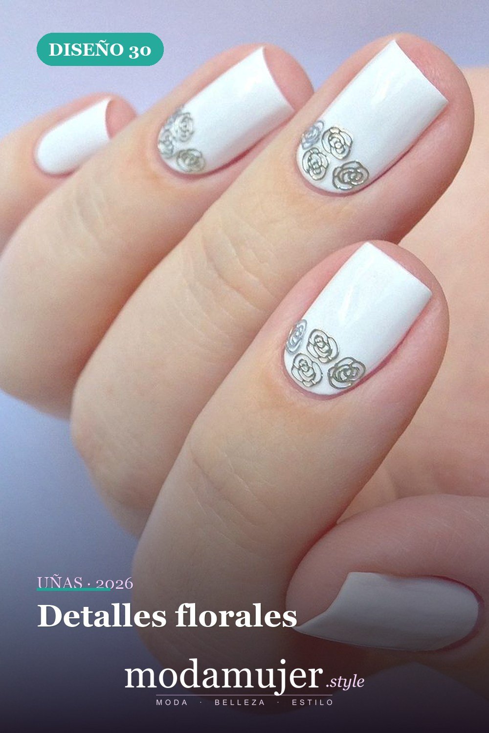 Detalles florales — 35 ideas de uñas de boda glamorosas para 2026: los mejores diseños de novia