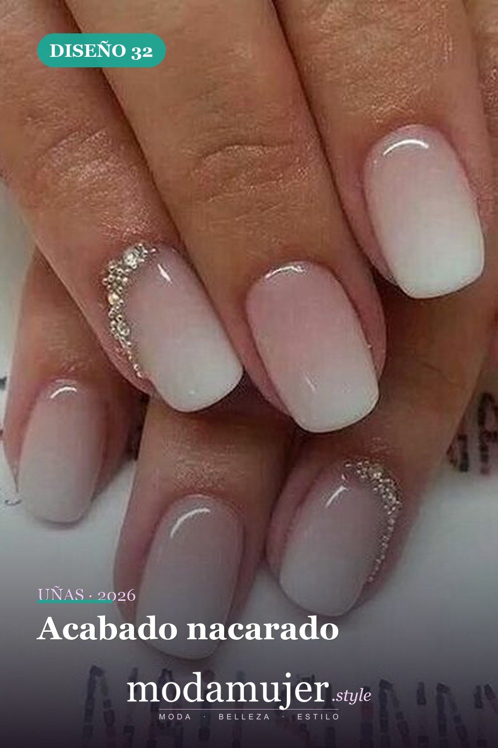Acabado nacarado — 35 ideas de uñas de boda glamorosas para 2026: los mejores diseños de novia