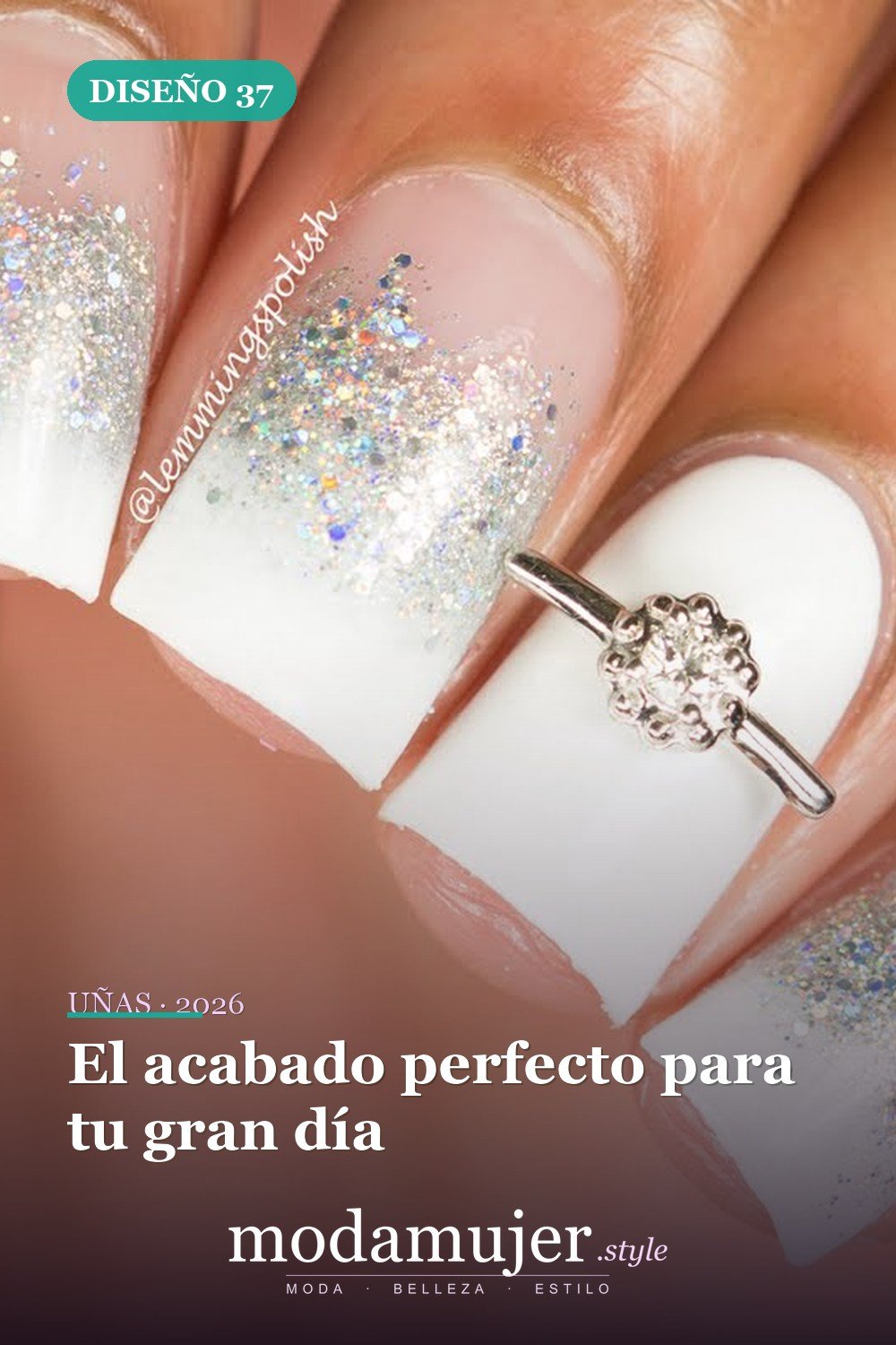 El acabado perfecto para tu gran día — 35 ideas de uñas de boda glamorosas para 2026: los mejores diseños de novia