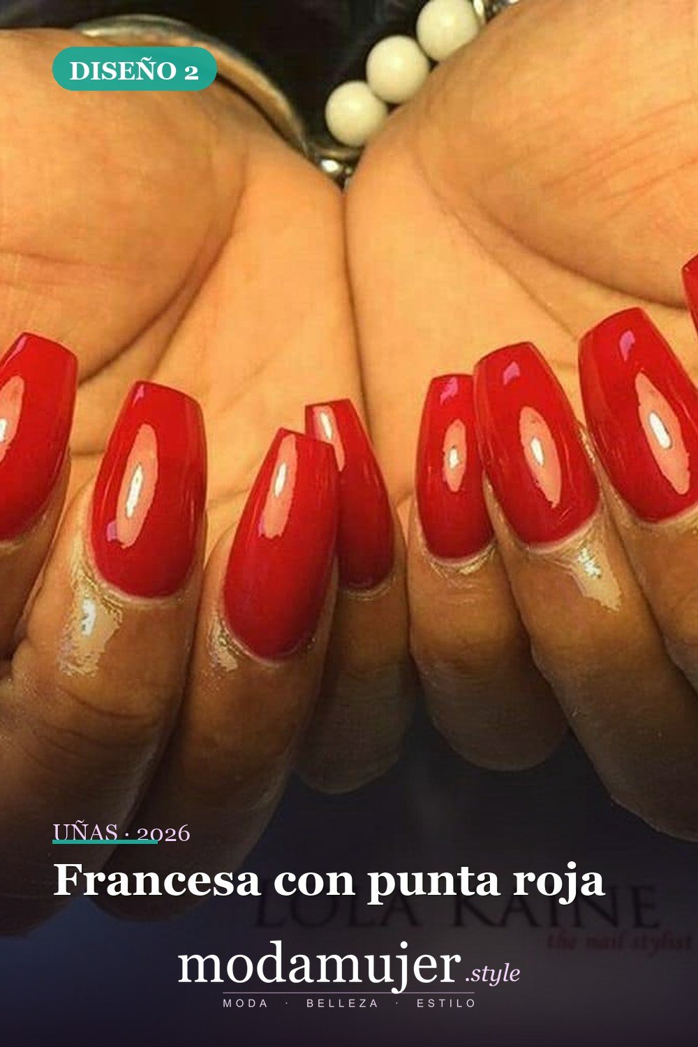 Francesa con punta roja — 35 ideas extraordinarias de tendencias de uñas rojas para 2026