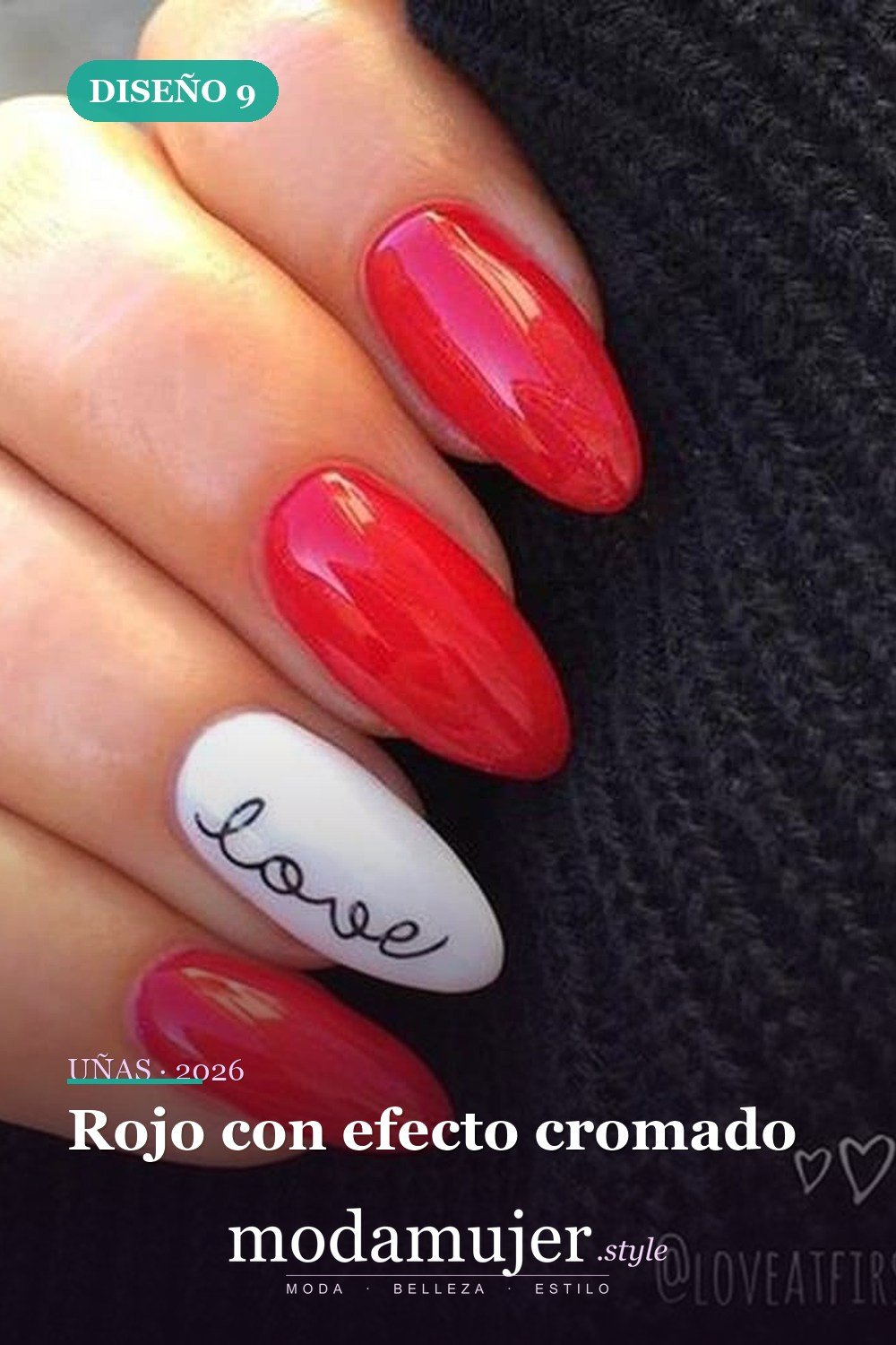 Rojo con efecto cromado — 35 ideas extraordinarias de tendencias de uñas rojas para 2026