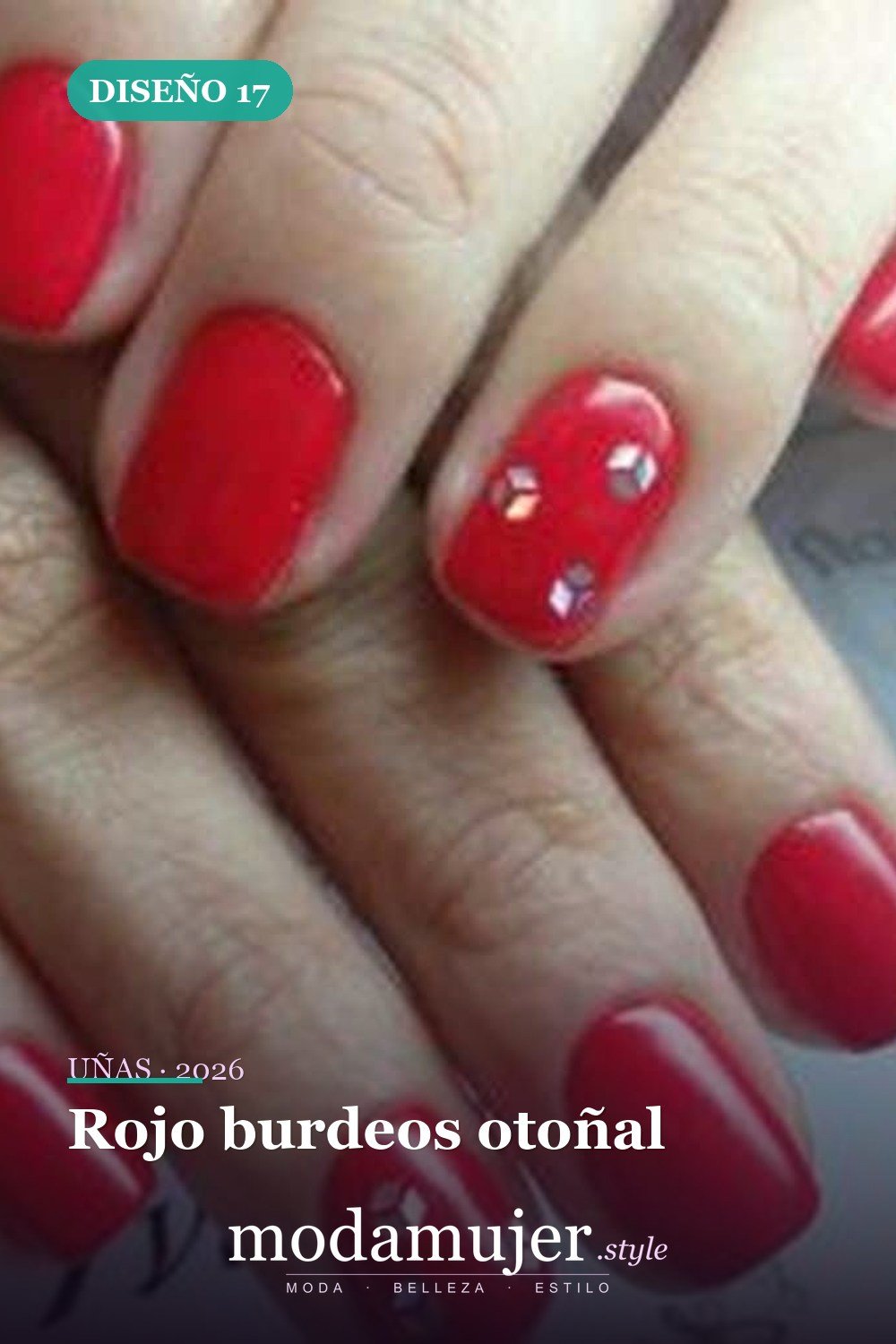 Rojo burdeos otoñal — 35 ideas extraordinarias de tendencias de uñas rojas para 2026
