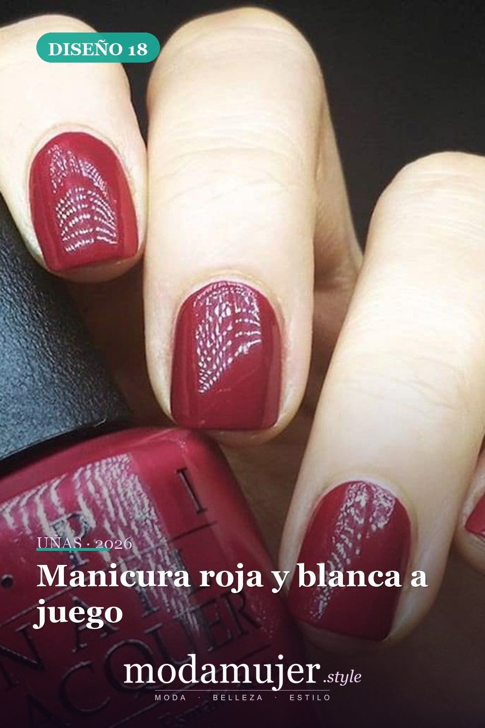 Manicura roja y blanca a juego — 35 ideas extraordinarias de tendencias de uñas rojas para 2026