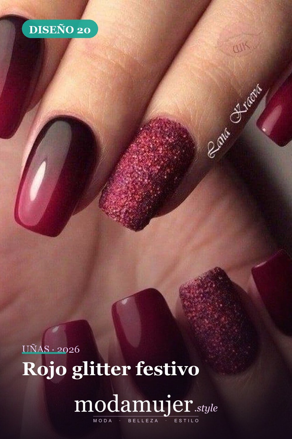 Rojo glitter festivo — 35 ideas extraordinarias de tendencias de uñas rojas para 2026