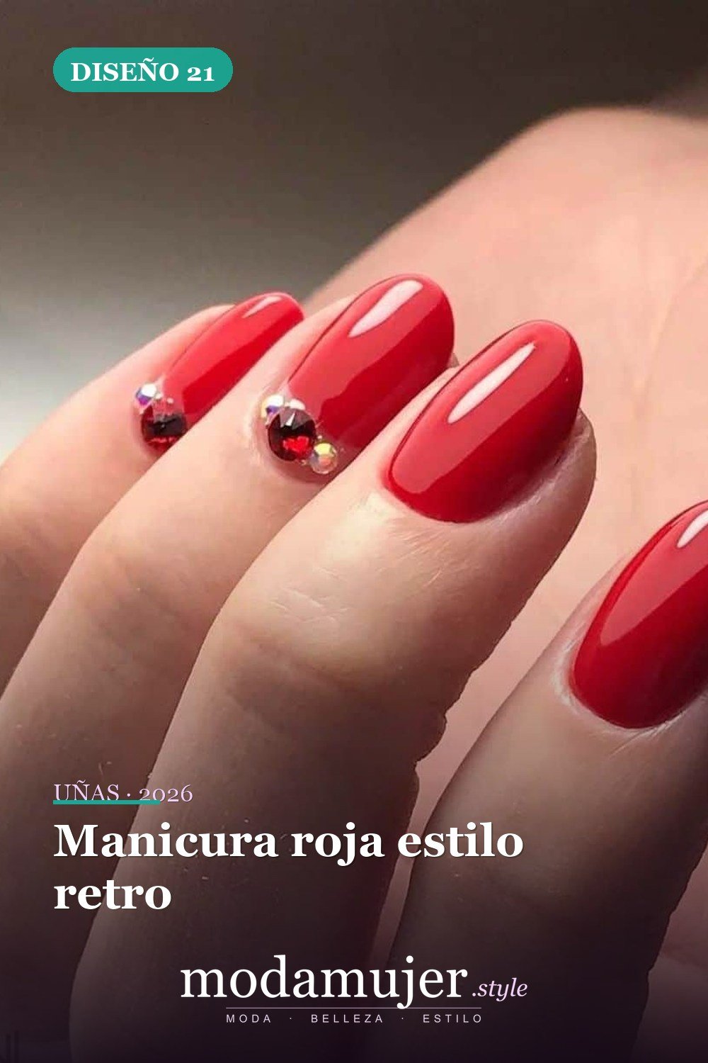 Manicura roja estilo retro — 35 ideas extraordinarias de tendencias de uñas rojas para 2026