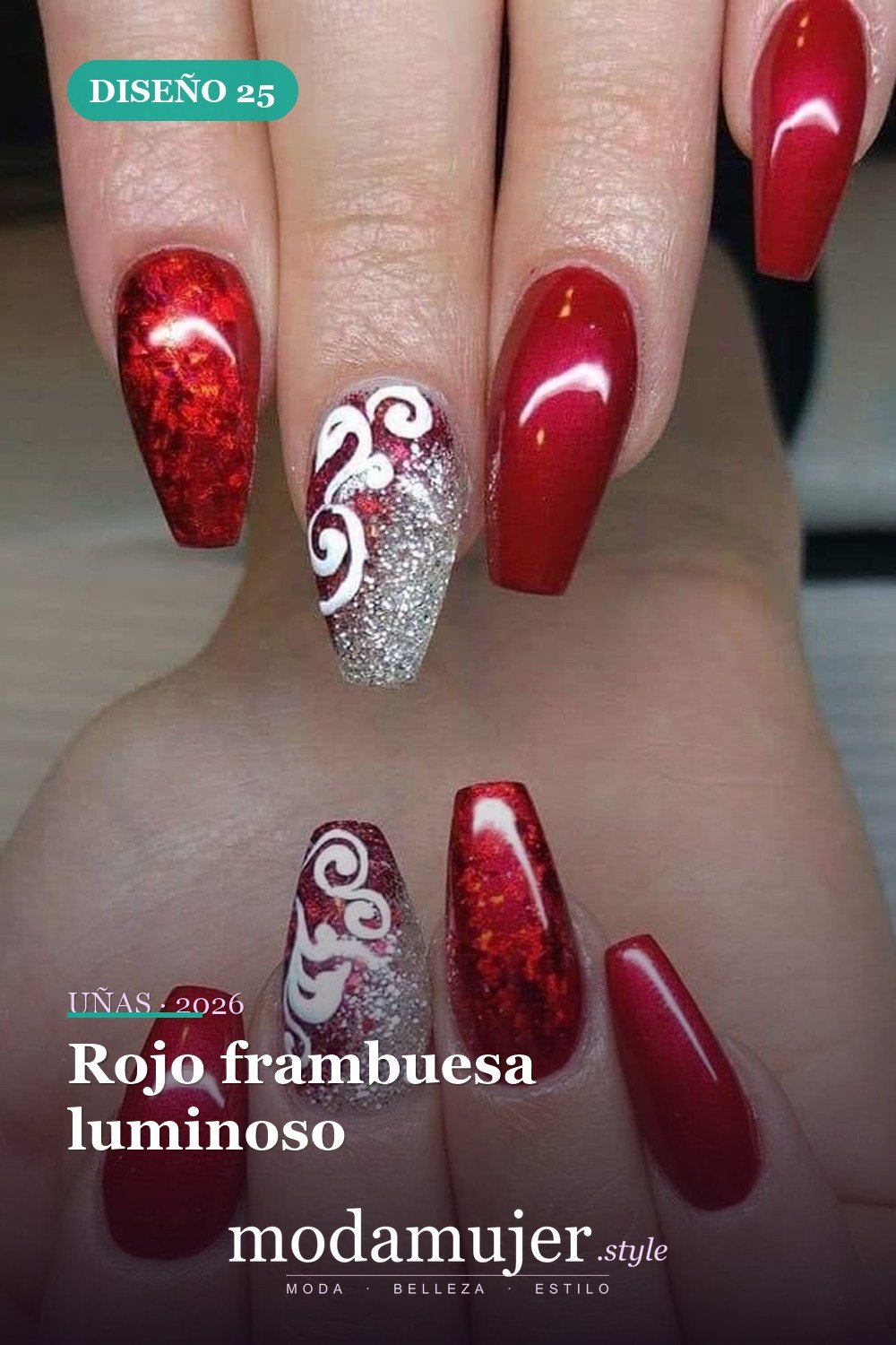 Rojo frambuesa luminoso — 35 ideas extraordinarias de tendencias de uñas rojas para 2026