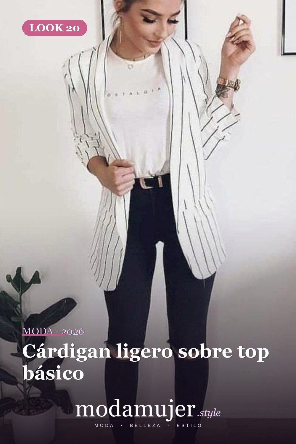 Cárdigan ligero sobre top básico — 35 mejores conjuntos casuales de primavera para que las mujeres se vean lindas