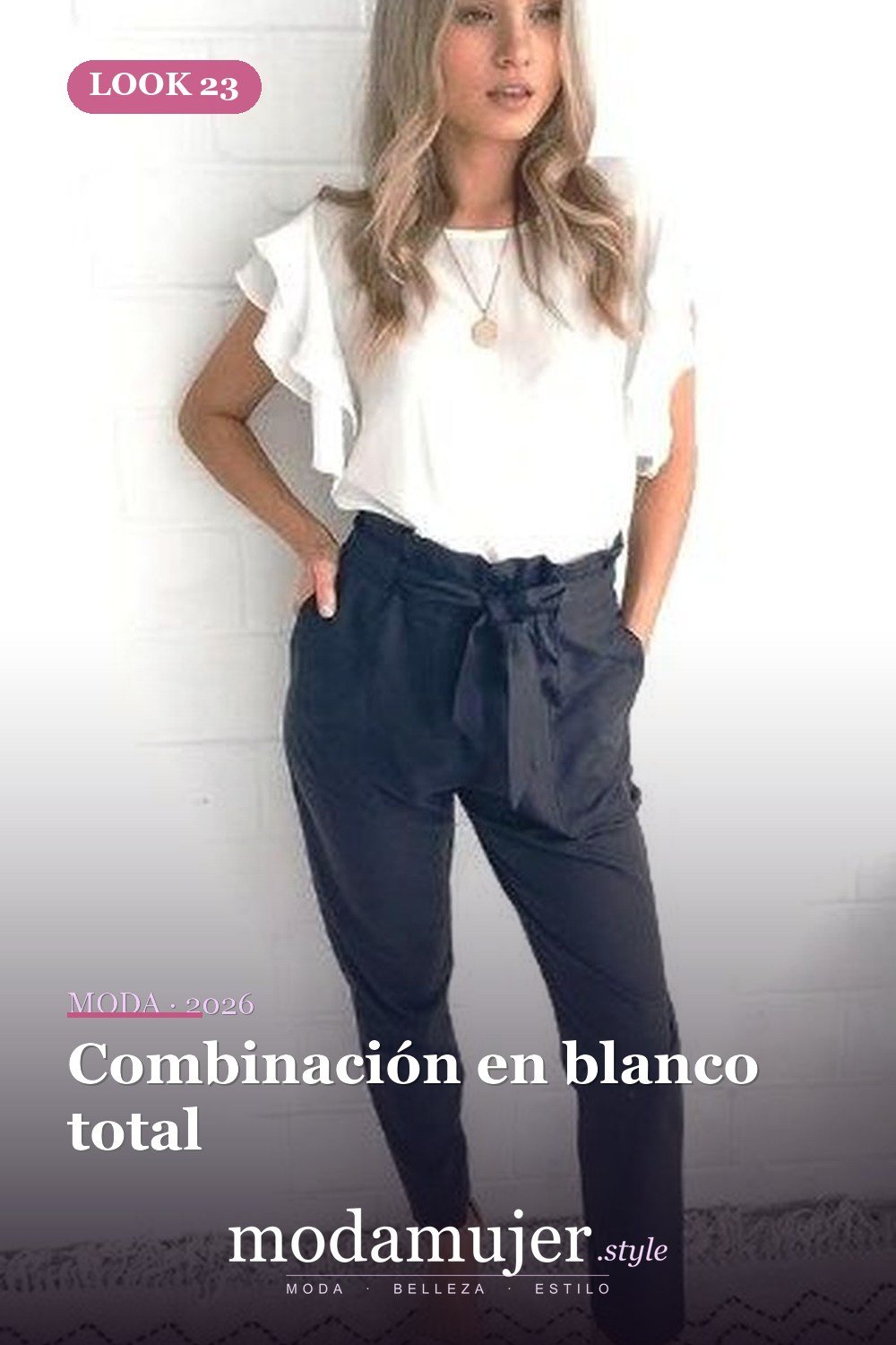 Combinación en blanco total — 35 mejores conjuntos casuales de primavera para que las mujeres se vean lindas