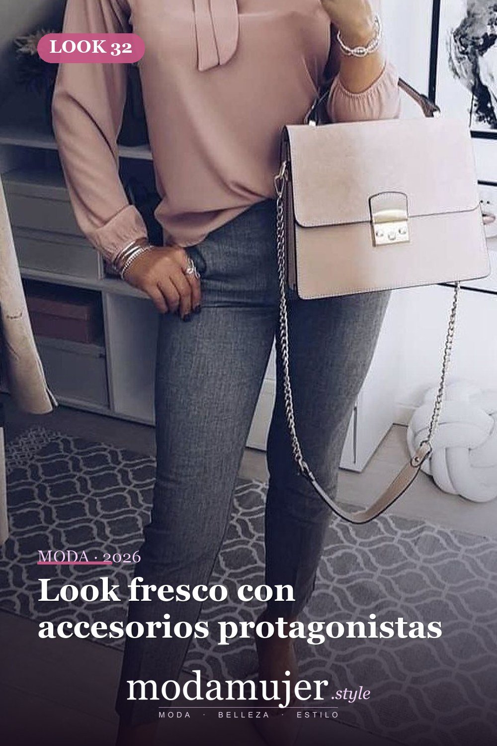 Look fresco con accesorios protagonistas — 35 mejores conjuntos casuales de primavera para que las mujeres se vean lindas