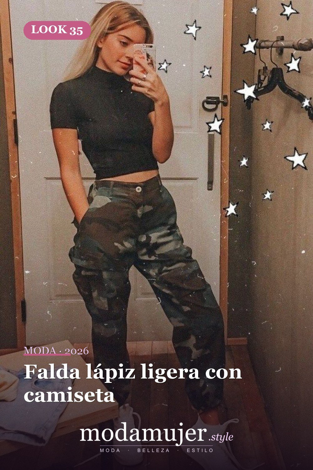 Falda lápiz ligera con camiseta — 35 ideas de trajes casuales populares este verano