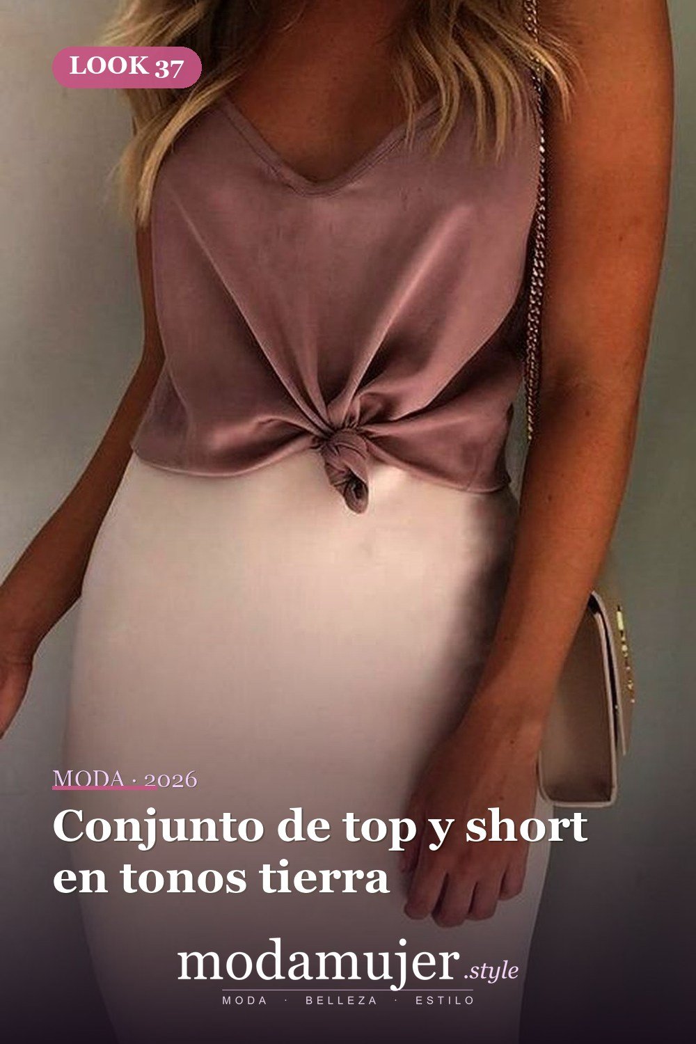 Conjunto de top y short en tonos tierra — 35 ideas de trajes casuales populares este verano