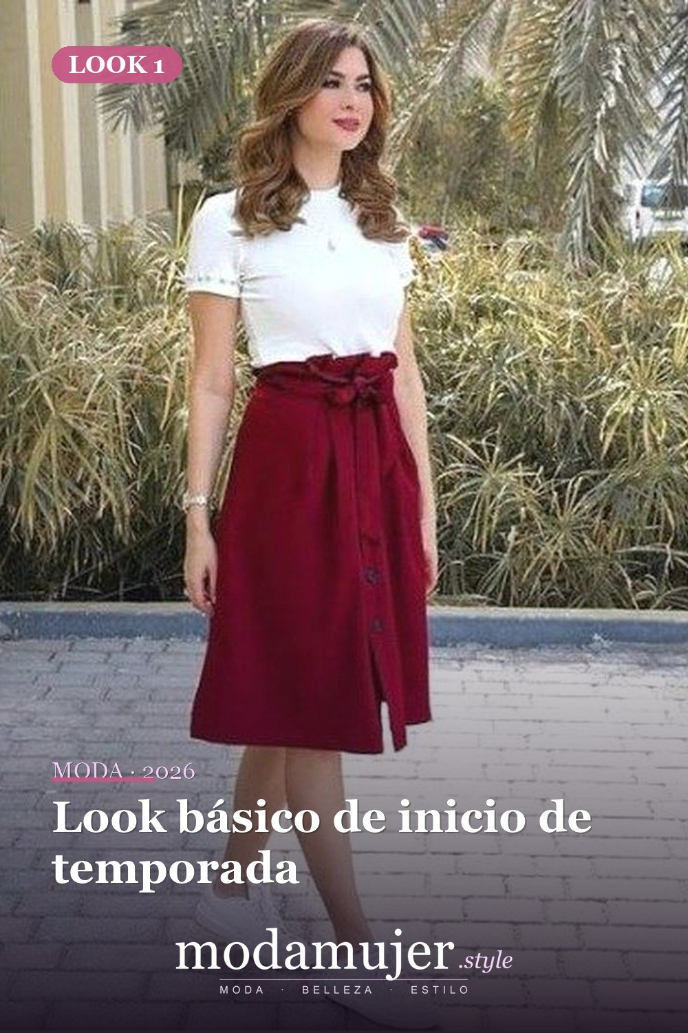 Look básico de inicio de temporada — 35 trajes casuales de primavera para mujer con faldas midi