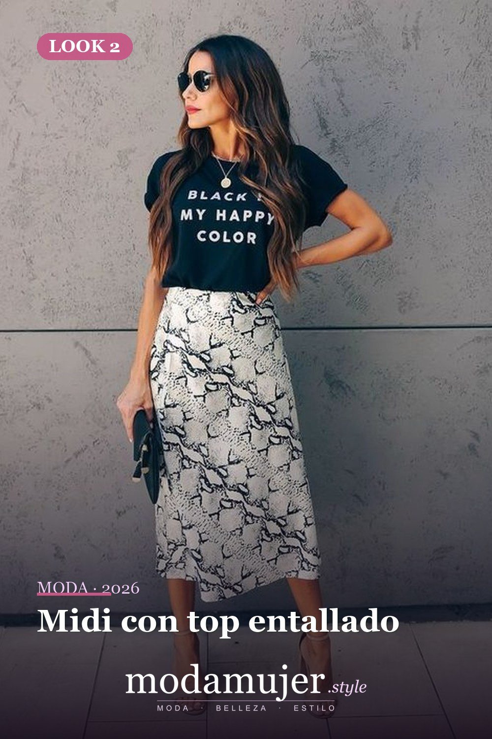 Midi con top entallado — 35 trajes casuales de primavera para mujer con faldas midi